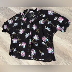 Vans Black Floral Button Down